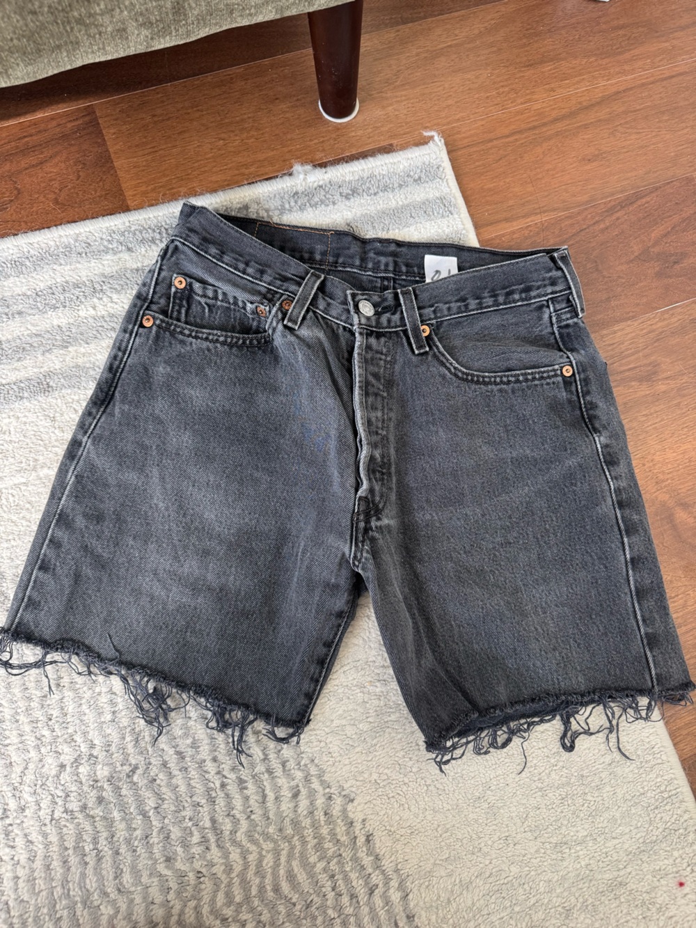 Levis Black/Charcoal Gray Denim Shorts